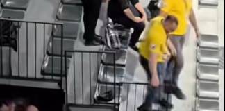 VIDEO: Dosar penal după ce un agent de pază a lovit un suporter, la meciul de handbal Gloria – Râmnicu Vâlcea