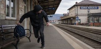 Ionică a luat un ghiozdan uitat în Gara Năsăud. Găsit de polițiști când îl golea de cărțile de școală