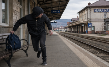 Ionică a luat un ghiozdan uitat în Gara Năsăud. Găsit de polițiști când îl golea de cărțile de școală