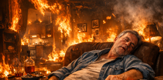A adormit cu țigara aprinsă și casa a luat foc. Bărbatul, găsit inconștient și cu arsuri