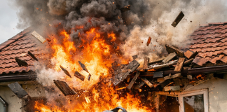 RETEAG: Explozie la o butelie. Casa, cuprinsă de flăcări