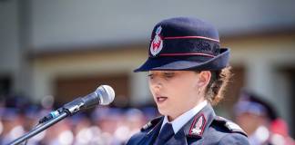 Lavinia, șefă de promoție a Școlii de Subofițeri de Pompieri și Protecție Civilă „Pavel Zăgănescu” Boldești , noua colegă a salvatorilor ISU BN