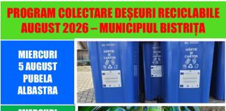 Program de colectare deșeuri reciclabile în Bistrița și localitățile componente, în AUGUST 2026